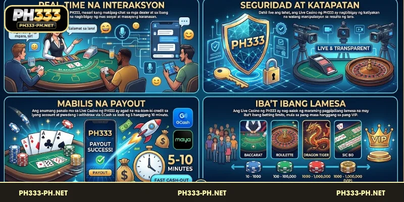 Mga Bentahe ng Live Casino ng PH333 online