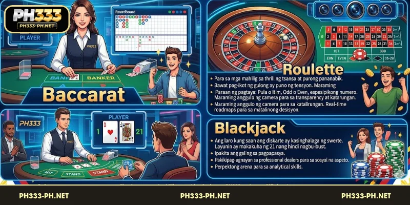 Mga kapana-panabik na laro sa Live Casino ng PH333